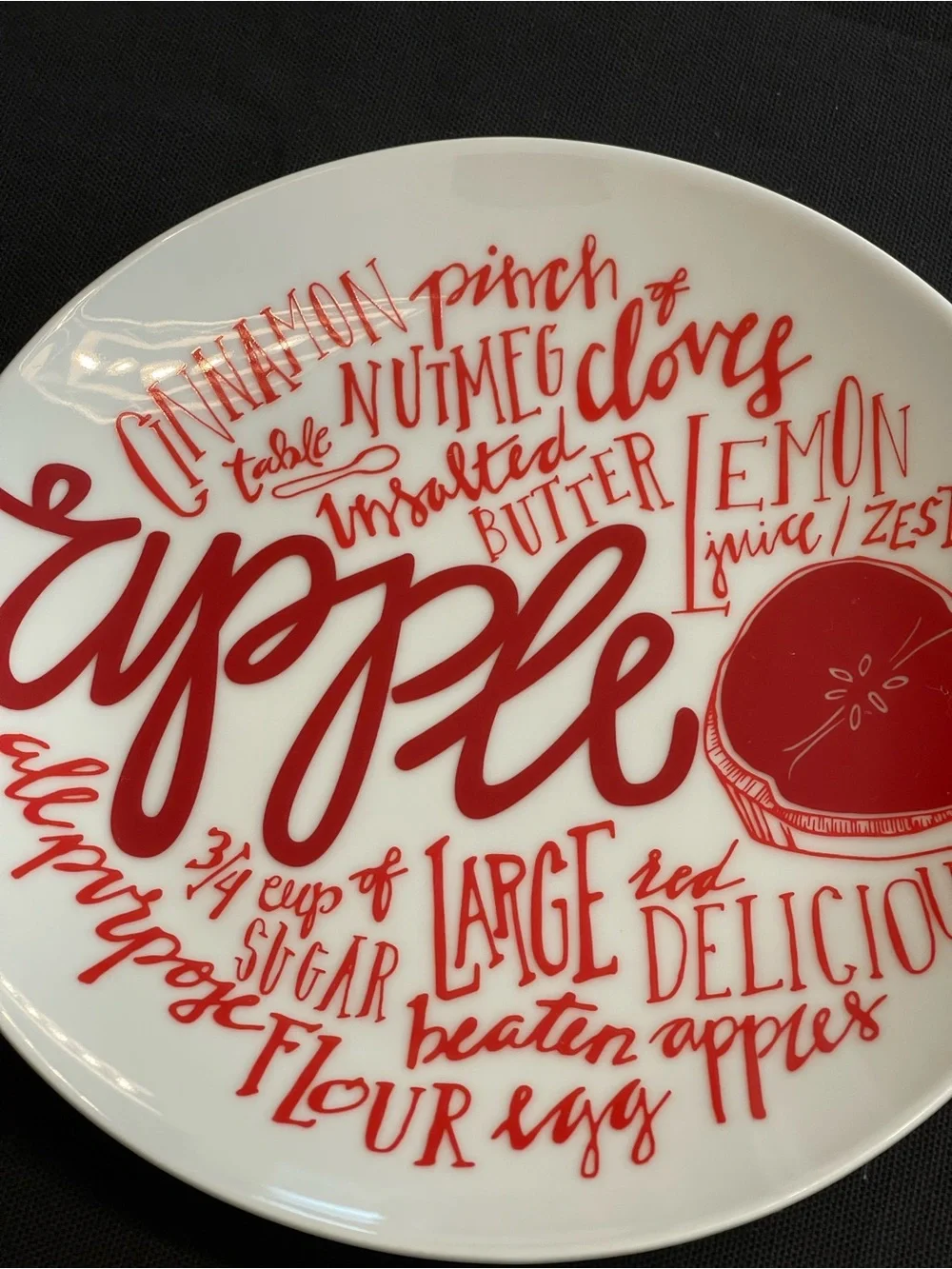 Set of 4 Dessert-Themed Ceramic Plates (Apple, Blueberry, Pecan, Pumpkin)